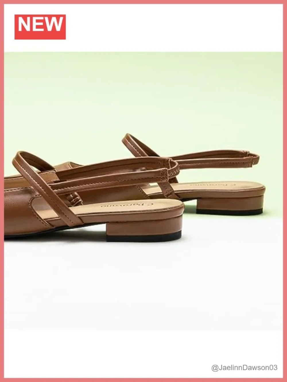 Slingback Flats for Women Pointed Toe Dressy Sandal Vegan Leather
